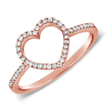 Load image into Gallery viewer, 14k Gold &amp; Diamond Open Heart Ring
