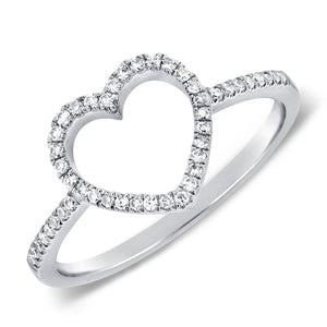 14k Gold & Diamond Open Heart Ring