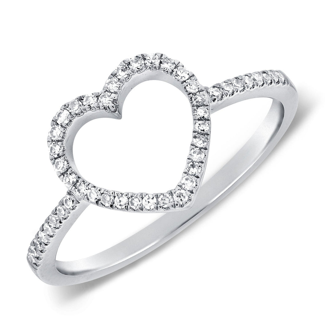 14k Gold & Diamond Open Heart Ring