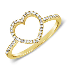 Load image into Gallery viewer, 14k Gold &amp; Diamond Open Heart Ring