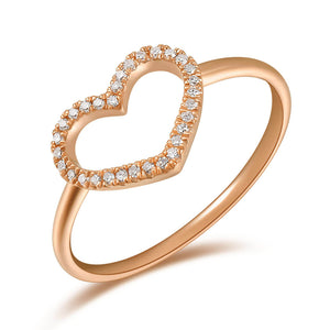 14k Gold & Diamond Open Heart Ring