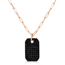 Load image into Gallery viewer, 14K Gold Black Diamond Pave Dog Tag Charm