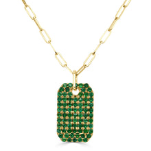 Load image into Gallery viewer, 14k Gold &amp; Green Emerald Dog Tag Necklace