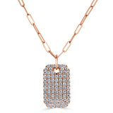 14k Gold & Diamond Pave Dog Tag Necklace - 1.52ct