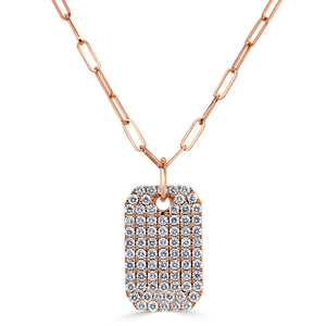 14k Gold & Diamond Pave Dog Tag Necklace