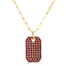 Load image into Gallery viewer, 14K Gold Ruby Pave Dog Tag Charm