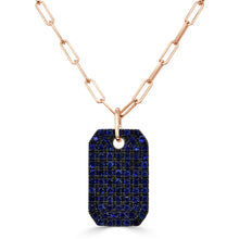 Load image into Gallery viewer, 14K Gold &amp; Blue Sapphire Pave Dog Tag Charm