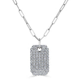 14k Gold & Diamond Pave Dog Tag Necklace - 1.52ct