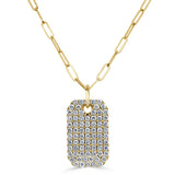 14k Gold & Diamond Pave Dog Tag Necklace - 1.52ct