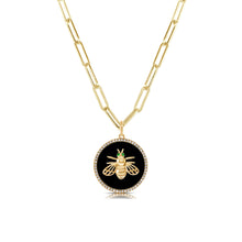 Load image into Gallery viewer, 14k Gold Black Agate &amp; Diamond Dragon Fly Disc Charm