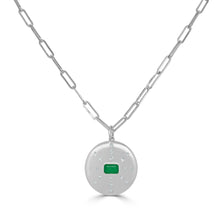 Load image into Gallery viewer, 14k Gold Green Emerald &amp; Diamond Disc Charm