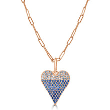 Load image into Gallery viewer, 14k Gold &amp; Blue Sapphire Ombre Heart Charm