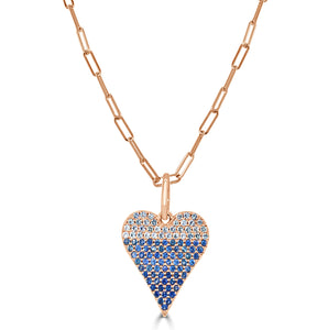 14k Gold & Blue Sapphire Ombre Heart Charm