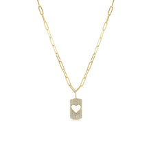 Load image into Gallery viewer, 14k Gold &amp; Diamond Heart Dog Tag Charm
