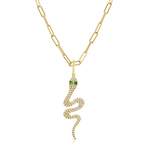 14k Gold & Diamond Snake Charm