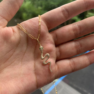 14k Gold & Diamond Snake Charm