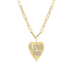 14k Gold & Diamond Heart Charm Locket