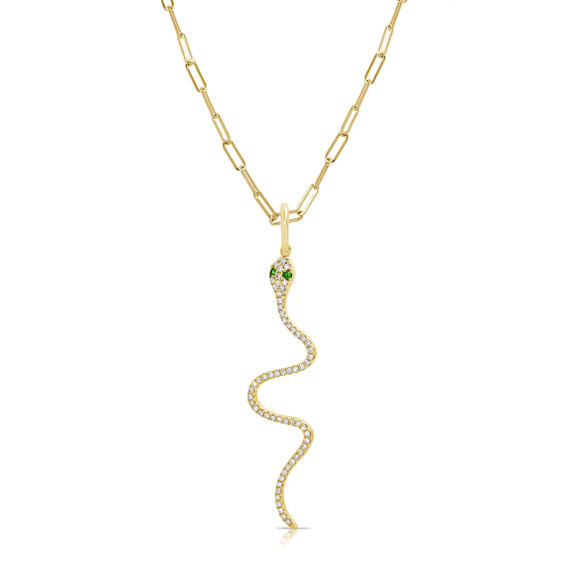 14k Gold Tsavorite & Diamond Snake Charm