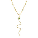 14k Gold Tsavorite & Diamond Snake Charm