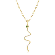 Load image into Gallery viewer, 14k Gold Tsavorite &amp; Diamond Snake Charm