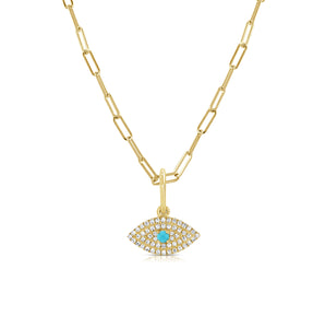 14k Gold & Diamond Evil Eye Charm