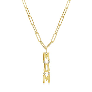 14k Gold & Diamond Mom Charm