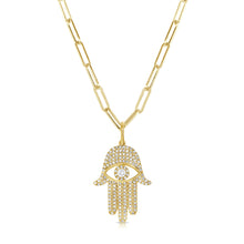 Load image into Gallery viewer, 14k Gold &amp; Diamond Evil Eye Hand Charm