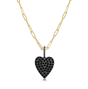 14k Gold & Black Diamond Heart Charm