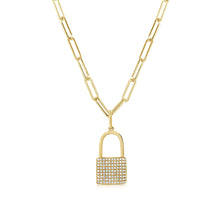 Load image into Gallery viewer, 14k Gold &amp; Diamond Lock Charm