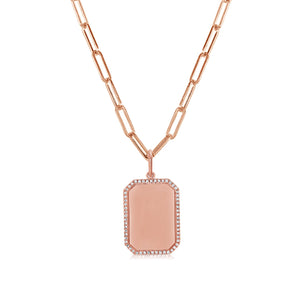 14k Gold & Diamond Dog Tag Charm