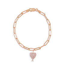 Load image into Gallery viewer, 14k Gold &amp; Diamond Heart Charm Bracelet