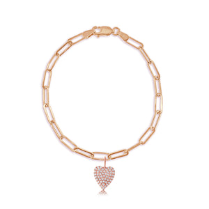 14k Gold & Diamond Heart Charm Bracelet