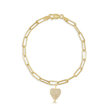 Load image into Gallery viewer, 14k Gold &amp; Diamond Heart Charm Bracelet