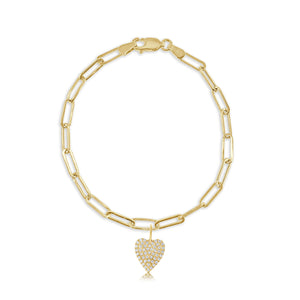 14k Gold & Diamond Heart Charm Bracelet