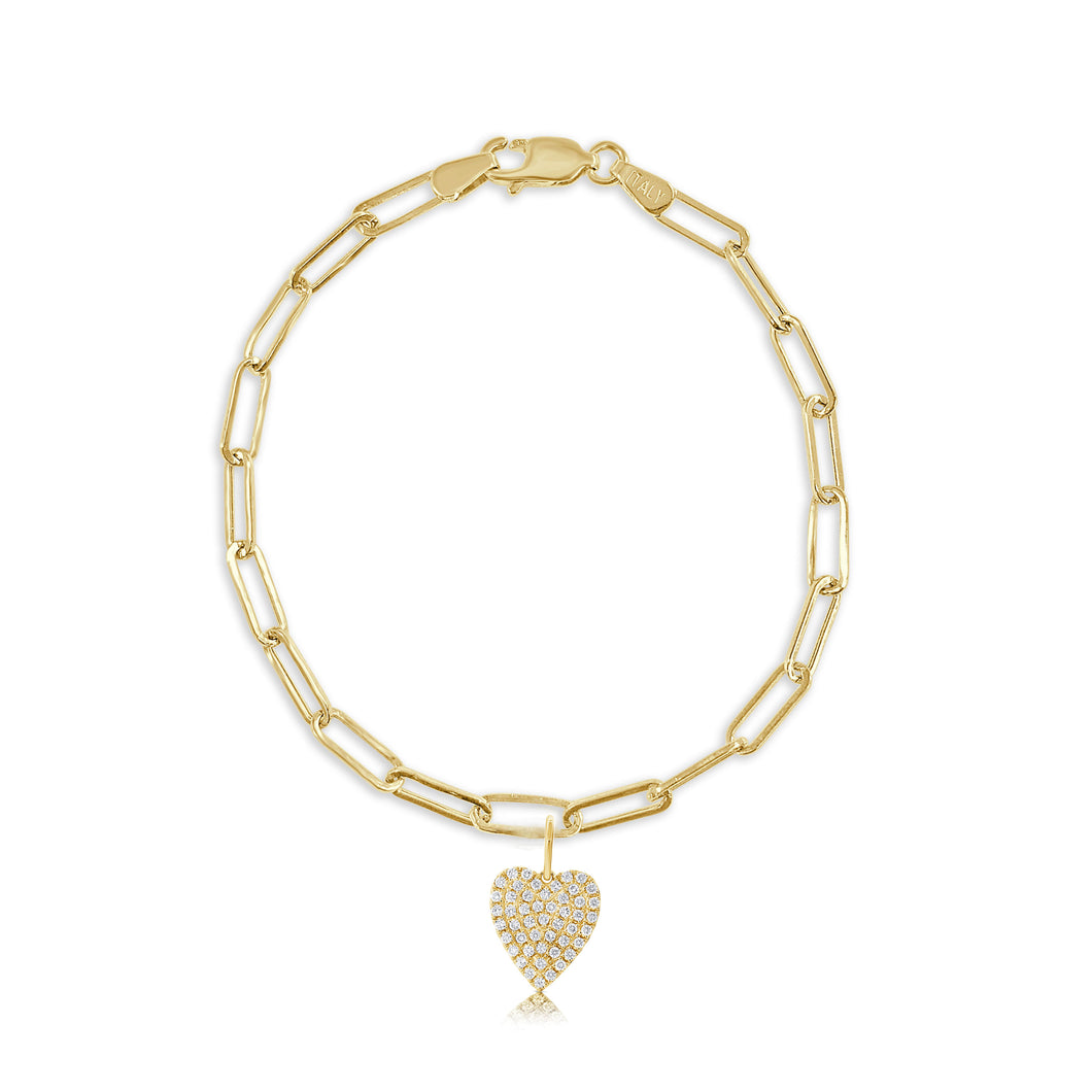 14k Gold & Diamond Heart Charm Bracelet