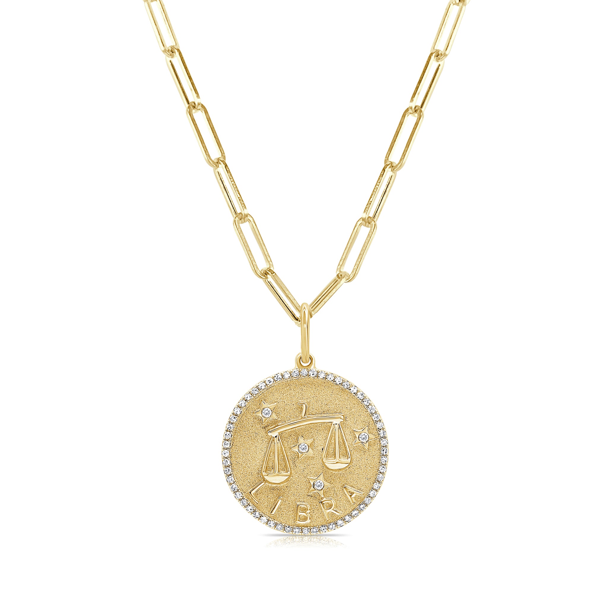 14k Gold & -Libra Zodiac Charm Diamond Design – Sabrina