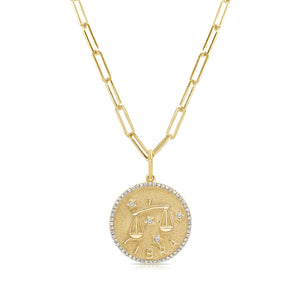 14k Gold & Diamond Zodiac Charm -Libra