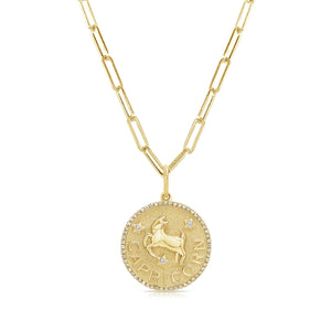 14k Gold & Diamond Zodiac Charm - Capricorn