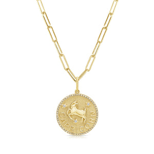 14k Gold & Diamond Zodiac Charm - Capricorn