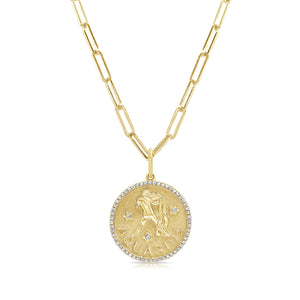 14k Gold & Diamond Zodiac Charm - Aquarius