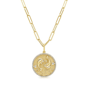 14k Gold & Diamond Zodiac Charm - Pisces