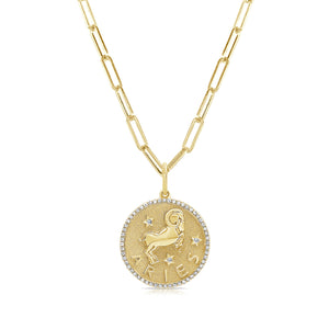 14k Gold & Diamond Zodiac Charm - Aries