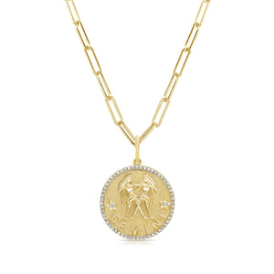 14k Gold & Diamond Zodiac Charm - Gemini