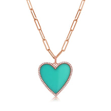 Load image into Gallery viewer, 14k Gold &amp; Diamond Turquoise Heart Charm