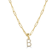 Load image into Gallery viewer, 14k Yellow Gold &amp; Diamond Paperclip Initial Necklace