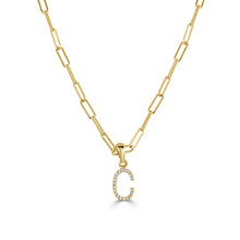 Load image into Gallery viewer, 14k Yellow Gold &amp; Diamond Paperclip Initial Necklace