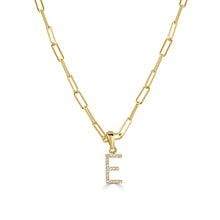 Load image into Gallery viewer, 14k Yellow Gold &amp; Diamond Paperclip Initial Necklace