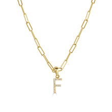 Load image into Gallery viewer, 14k Yellow Gold &amp; Diamond Paperclip Initial Necklace