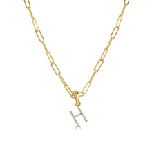 Load image into Gallery viewer, 14k Yellow Gold &amp; Diamond Paperclip Initial Necklace