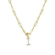 Load image into Gallery viewer, 14k Yellow Gold &amp; Diamond Paperclip Initial Necklace